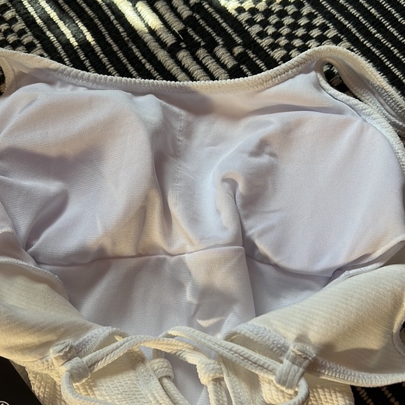 White Lattice Back One Piece SwimSuit NWT - Picture 5 of 6